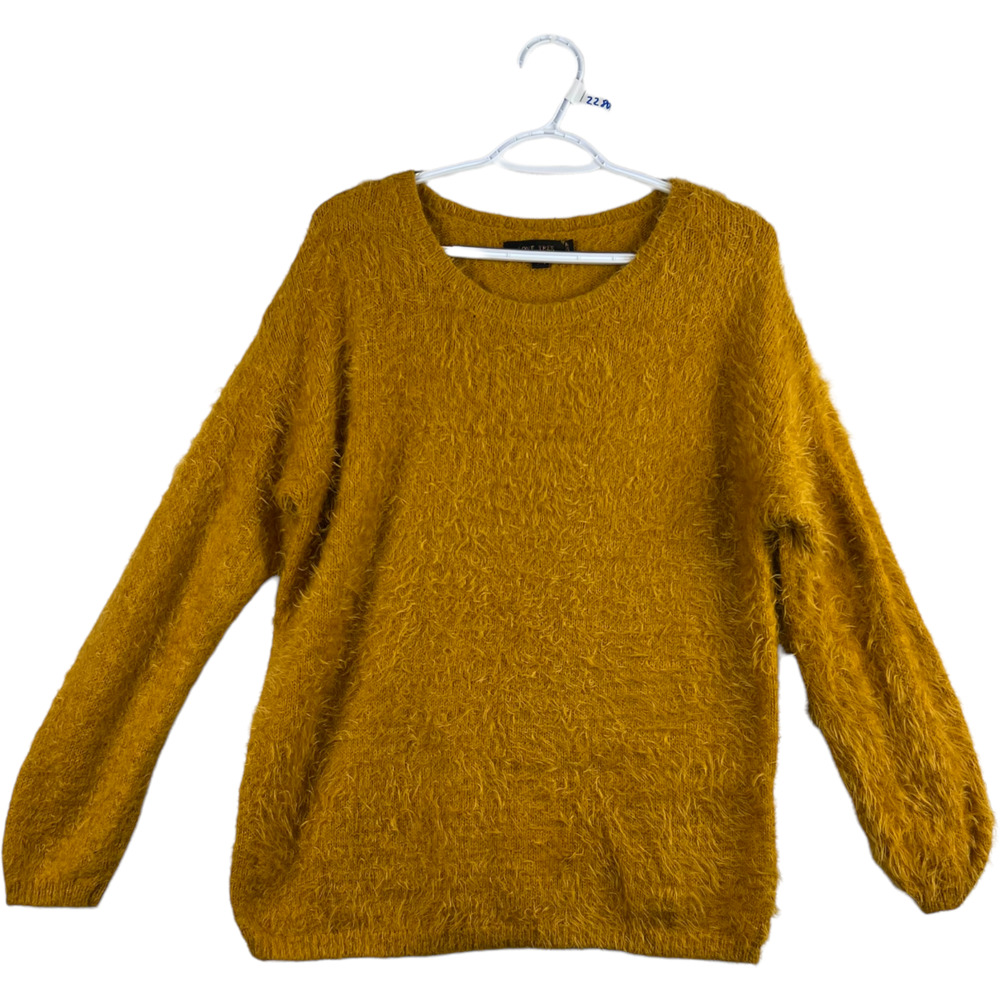 Love Tree Sweater Scoop Pullover L Baggy Shaggy Soft Yellow Warm Size Medium